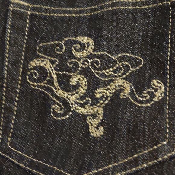 New Mwah Women's Size 16W Jeans Metallic Shimmer Dark Wash Embroidery Pockets - Picture 6 of 8